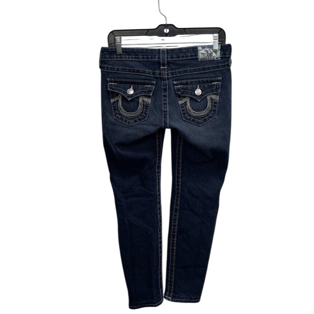 True Religion Women Dark Wash Skinny Jeans Size 27 Contrast Stitch USA Made
